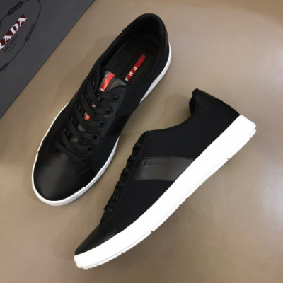 Prada 2019 Mens Business Logo Leather Sneakers - 프라다 남성 비지니스 로고 레더 스니커즈 Pra0667x.Size(240 - 265).블랙