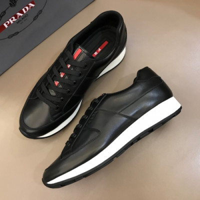 Prada 2019 Mens Business Logo Leather Sneakers - 프라다 남성 비지니스 로고 레더 스니커즈 Pra0669x.Size(240 - 265).블랙