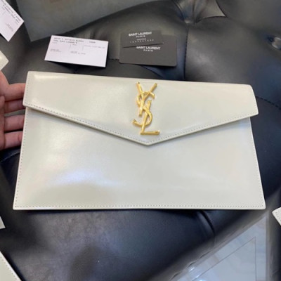 Saint Laurent 2019 Woman Leather Clutch,27CM - 입생로랑 2019여성용 레더 클러치 565739, SLB0449, 27CM,화이트