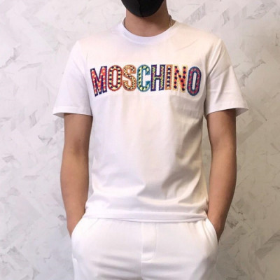 Moschino 2019 Mens Logo Cotton Short Sleeved Tshirt - 모스키노 남성 로고 코튼 반팔티 Mosts0016.Size(s - 2xl).화이트