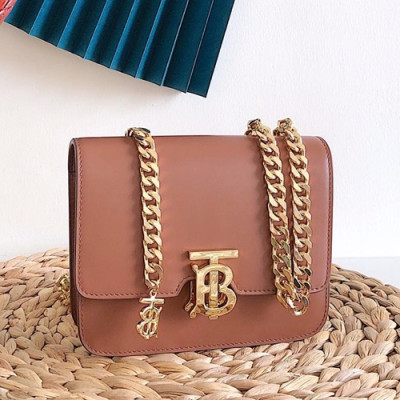 Burberry 2019 Ladies TB Leather Chain Cross Bag , 17cm - 버버리 2019 TB 레더 여성용 체인 크로스백,BURB0338,17cm,브라운