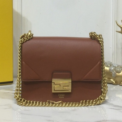 Fendi 2019 Kan U Leather Small Chain Shoudler Cross Bag,19CM - 펜디 2019 캔 유 레더 스몰 체인 숄더 크로스백,VTB0751,19CM,브라운