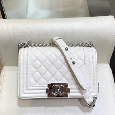 Chanel 2019 Leboy Leather Chain Shoulder Bag ,20cm - 샤넬 2019 르보이 레더 체인 숄더백 67085 - CHAB1043,20CM,화이트