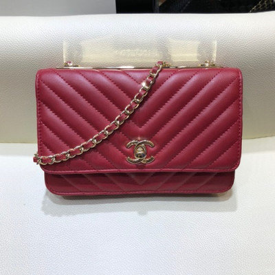 Chanel 2019 WOC Chain Cross Bag,19CM - 샤넬 2019 WOC 체인 크로스백,CHAB1068,19CM,레드