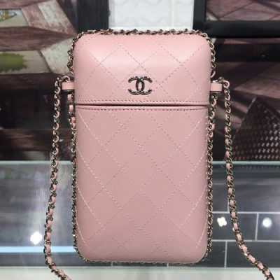 Chanel 2019 Leather Chain Shoulder Bag / Phone Bag,20CM - 샤넬 2019 레더 체인 숄더백/폰 백 CHAB1074,20CM,핑크