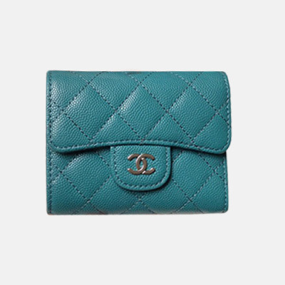 Chanel 2019 Ladies Small Wallet - 샤넬 2019 여성용 레더 반지갑 ,CHAW0044,10.5cm.블루