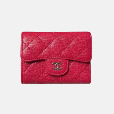 Chanel 2019 Ladies Small Wallet - 샤넬 2019 여성용 레더 반지갑 ,CHAW0045,10.5cm.레드