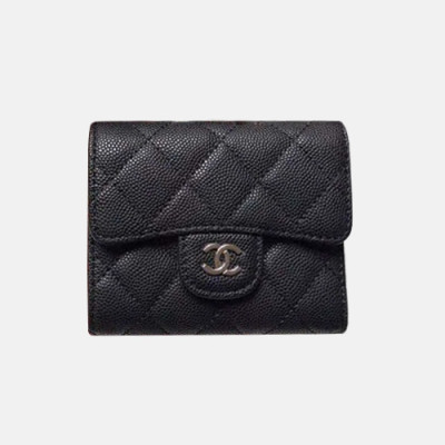 Chanel 2019 Ladies Small Wallet - 샤넬 2019 여성용 레더 반지갑 ,CHAW0046,10.5cm.블랙