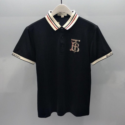 Burberry 2019 Mens Logo Cotton Short Sleeved Tshirt -버버리 남성 로고 코튼 반팔티 Burts0100.Size(m - 3xl).블랙
