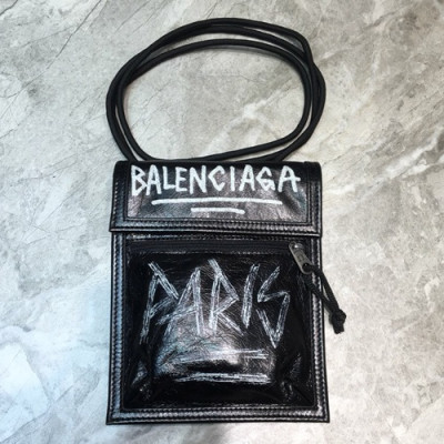 Balenciaga 2019 Leather Shoulder Cross Bag,19CM - 발렌시아가 2019 남여공용 레더 숄더 크로스백,BGB0382,19CM,블랙