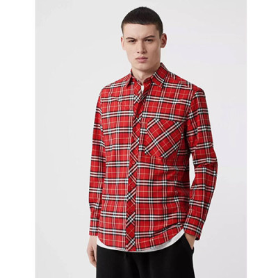 Burberry 2019 Mens Logo Slim Fit Cotton Tshirt - 버버리 남성 로고 슬림핏 코튼 셔츠 Bursh0103.Size(S-XL).컬러(레드)