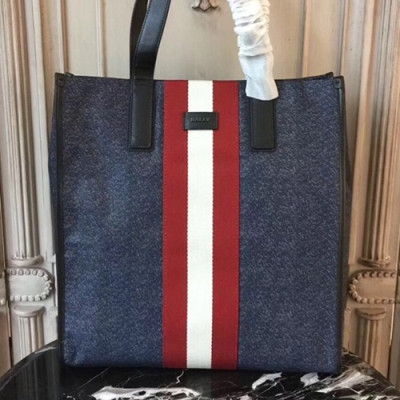 Bally 2019 Nylon & Leather Tote Shopper Bag,36cm  - 발리 2019 나일론 & 레더 남성용 토트 쇼퍼백 BALB0065,36cm,네이비