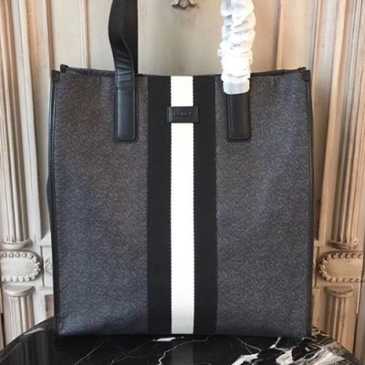 Bally 2019 Nylon & Leather Tote Shopper Bag,36cm  - 발리 2019 나일론 & 레더 남성용 토트 쇼퍼백 BALB0066,36cm,그레이