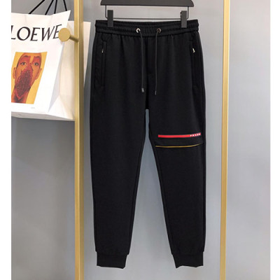 Prada 2019 Mens Logo Cotton Training Pants - 프라다 남성 로고 코튼 트레이닝 팬츠 Pratp0044.Size(m - 3xl).컬러(블랙)