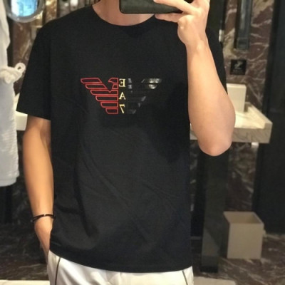 Armani 2019 Mens Logo Cotton Short Tshirt- 알마니 남성 로고 코튼 반팔티 Armts0036.Size(M- 5XL).컬러(블랙)