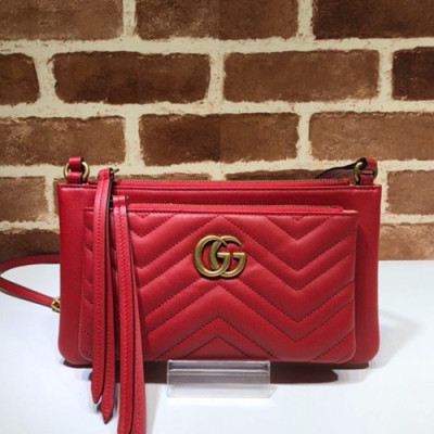 Gucci 2019 Marmont Matlase Clutch Bag / Shoulder Cross Bag ,25CM - 구찌 2019 마몬트 마틀라세 여성용 클러치백 / 숄더 크로스백,453878,GUB0727,25cm,레드