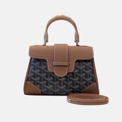 Goyard 2019 Leather Saigon Mini  Tote Shoulder Bag,25cm - 고야드 2019 레더 사이공 미니 토트 숄더백,GYB0122,25cm,블랙+브라운