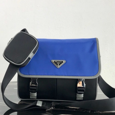 Prada 2019 Nylon Messenger Shoulder Bag,32CM - 프라다 2019 나일론 남성용 메신저 숄더백,2VD768-1,32cm,블랙+블루