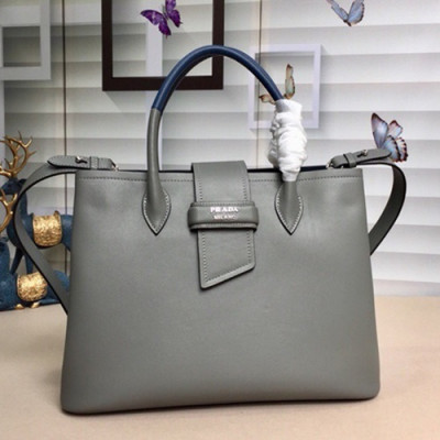 Prada 2019 Woman Leather Tote Shoulder Bag,33cm - 프라다 2019 여성용 레더 토트 숄더백 ,1BG148-7,33cm,그레이