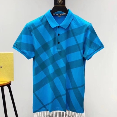 Burberry 2019 Mens Logo Silket Short Tshirt- 버버리 남성 로고 실켓 반팔티 BURTS0017.Size(M- 3XL).블루