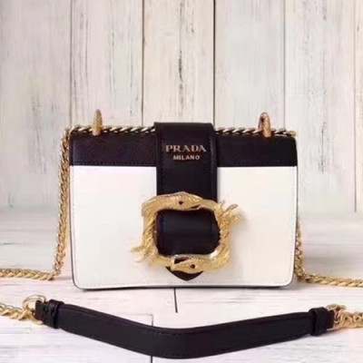 Prada 2019 Leather Chain Shoulder Bag,20cm - 프라다 2019 레더 여성용 체인 숄더백 ,1BD066-4,20cm,화이트