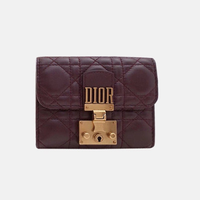 Dior 2019 Addict Ladies Leather Wallet,11.5cm - 디올 2019 어딕트 여성용 레더 반지갑  DIOW0004 ,11.5CM,다크와인