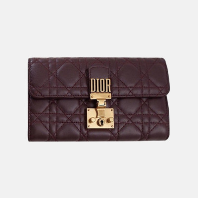 Dior 2019 Addict Ladies Leather Wallet,19cm - 디올 2019 어딕트 여성용 레더 장지갑  DIOW0007 ,19CM,다크와인