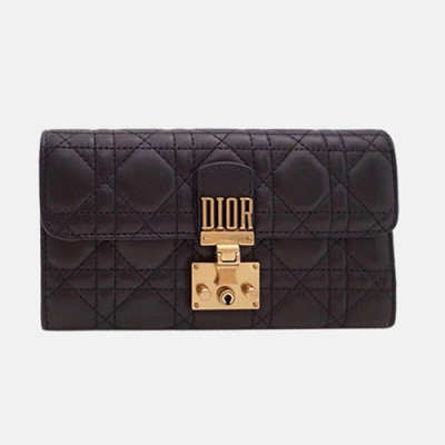 Dior 2019 Addict Ladies Leather Wallet,19cm - 디올 2019 어딕트 여성용 레더 장지갑  DIOW0009 ,19CM,블랙