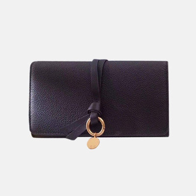 Chloe 2019 Ladies Leather Wallet,19cm - 끌로에 2019 여성용 레더 장지갑  CLW0001 ,19CM,블랙