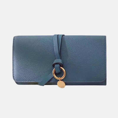 Chloe 2019 Ladies Leather Wallet,19cm - 끌로에 2019 여성용 레더 장지갑  CLW0002,19CM,블루