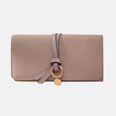 Chloe 2019 Ladies Leather Wallet,19cm - 끌로에 2019 여성용 레더 장지갑  CLW0003,19CM,베이지핑크