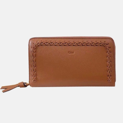 Chloe 2019 Ladies Leather Zip Round Wallet,19cm - 끌로에 2019 여성용 레더 지퍼 라운드 장지갑  CLW0005,19CM,브라운