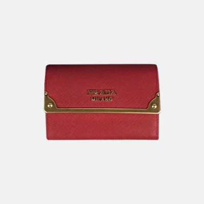 Prada 2019 Ladies Saffiano Leather Wallet 1MH840 -프라다 2019 여성용 사피아노 레더 반지갑 PRAW0130, 12CM,레드
