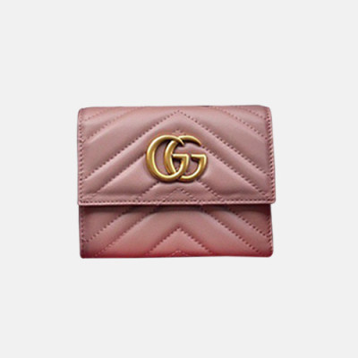 Gucci 2019 Marmont Matelasse Leather Wallet  474802 - 구찌 마몬트 마틀라세 여성용 레더 반지갑  GUW0037.Size(12.5cm).핑크