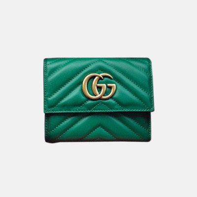 Gucci 2019 Marmont Matelasse Leather Wallet  474802 - 구찌 마몬트 마틀라세 여성용 레더 반지갑  GUW0038.Size(12.5cm).그린