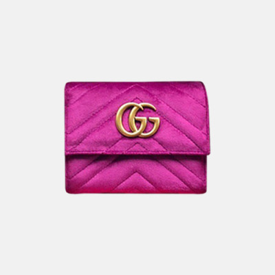 Gucci 2019 Marmont Matelasse Velvet Wallet  474802 - 구찌 마몬트 마틀라세 여성용 벨벳 반지갑  GUW0039.Size(12.5cm).퍼플