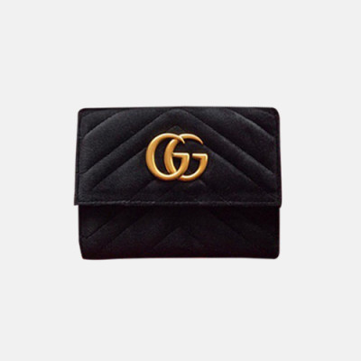Gucci 2019 Marmont Matelasse Velvet Wallet  474802 - 구찌 마몬트 마틀라세 여성용 벨벳 반지갑  GUW0040.Size(12.5cm).블랙