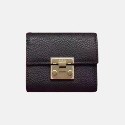 Gucci 2019 Padlock Leather Wallet,453155 - 구찌 패드락 레더 반지갑 GUW0067.Size(11CM),블랙