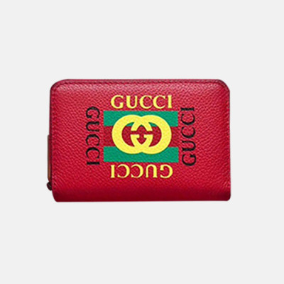 Gucci 2019 Logo Leather Card Case,496319 - 구찌 로고 남여공용 레더 카드 케이스,GUW0073.Size(12cm).레드