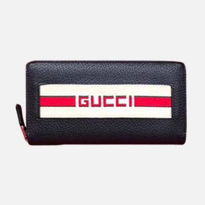 Gucci 2019 Stripe Leather Zip Wallet  459138 - 구찌 남여공용 스트라이프 레더 지퍼 장지갑  GUW0091.Size(21cm).블랙