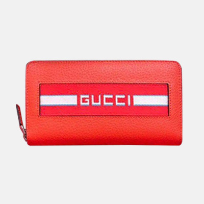 Gucci 2019 Stripe Leather Zip Wallet  408831 - 구찌 남여공용 스트라이프 레더 지퍼 장지갑  GUW0092.Size(19cm).레드