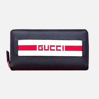 Gucci 2019 Stripe Leather Zip Wallet  408831 - 구찌 남여공용 스트라이프 레더 지퍼 장지갑  GUW0093.Size(19cm).블랙