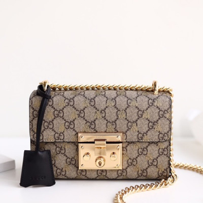 Gucci 2019 Pad Lock Mini Supreme Women Shoulder Bag,20CM - 구찌 2019 패드락 미니 수프림 여성용 숄더백 ,409487 ,GUB0805,20CM,브라운+블랙