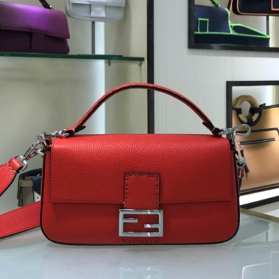 Fendi 2019 Baguette Leather Tote Shoulder Bag, 28cm - 펜디 2019 바게트 레더 토트 숄더백,FENB0460,28cm,레드