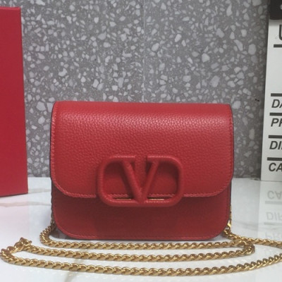 Valentino 2019 Leather Vsling Shoudler Cross Bag,16CM - 발렌티노 2019 레더 브이슬링 숄더 크로스백,VTB0793,16CM,레드