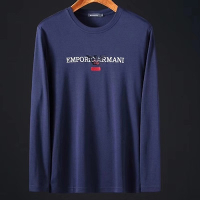 Armani 2019 Mens Cotton T-shirt - 알마니 2019 남성 코튼 긴팔티셔츠 ARMTS0024.Size(M - 3XL)2컬러(블랙/네이비/화이트)