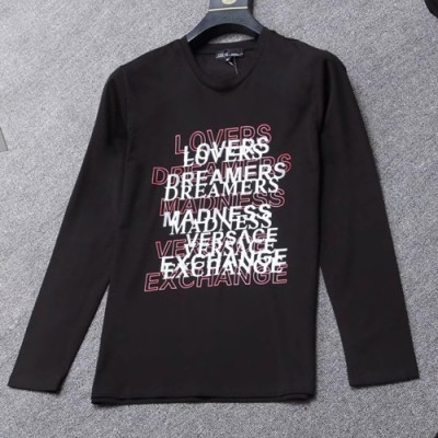 Versace 2019 Mens Cotton T-shirt - 베르사체 남성 코튼 긴팔티셔츠 VERTS0013.Size(M- 3XL),블랙/화이트/옐로우