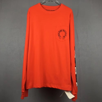 Chrome Hearts 2019 Mm/Wm Logo  Cotton T Shirt  - 크롬하츠 남자 로고 울프 코튼 긴팔티셔츠 CHRTS0008.Size(S-XL).오렌지