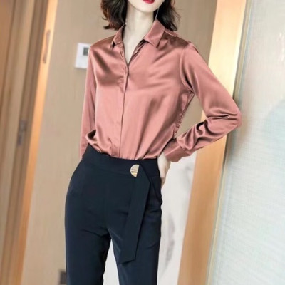 Chanel 2019 Ladies Thread Chiffon Shirts&Skirt Sets - 샤넬 신상 여성 스레드 시폰 셔츠&스커트 세트 CHAST0024.Size(s - xl),핑크/다크그레이