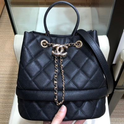 Chanel 2019 Leather Bucket Tote Shoulder Bag ,20CM - 샤넬 2019 레더 버킷 토트 숄더백  CHAB1156,20CM,블랙